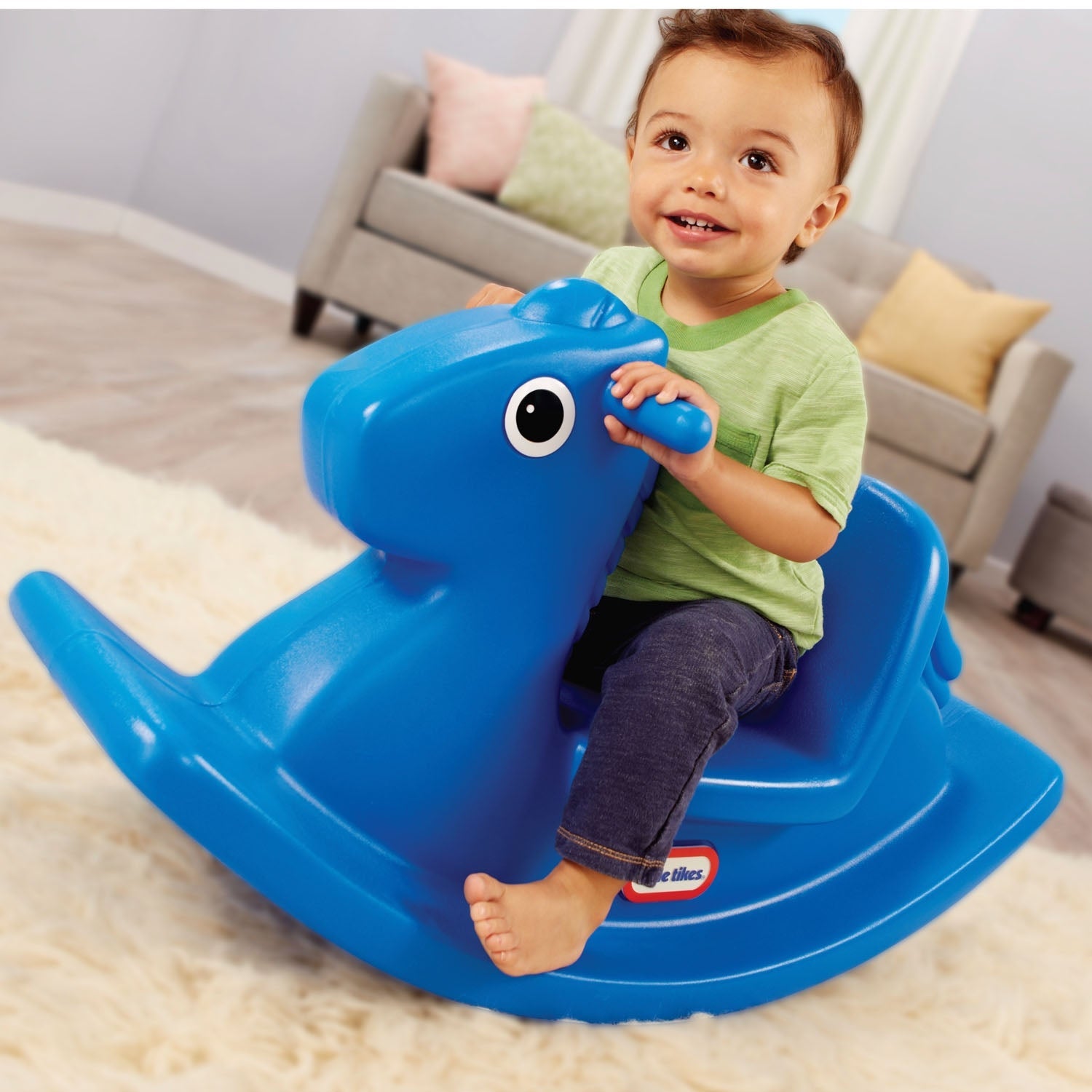 Rocking Horse - Primary Blue - Classic Blue Rocking Horse with Stable Low Seat