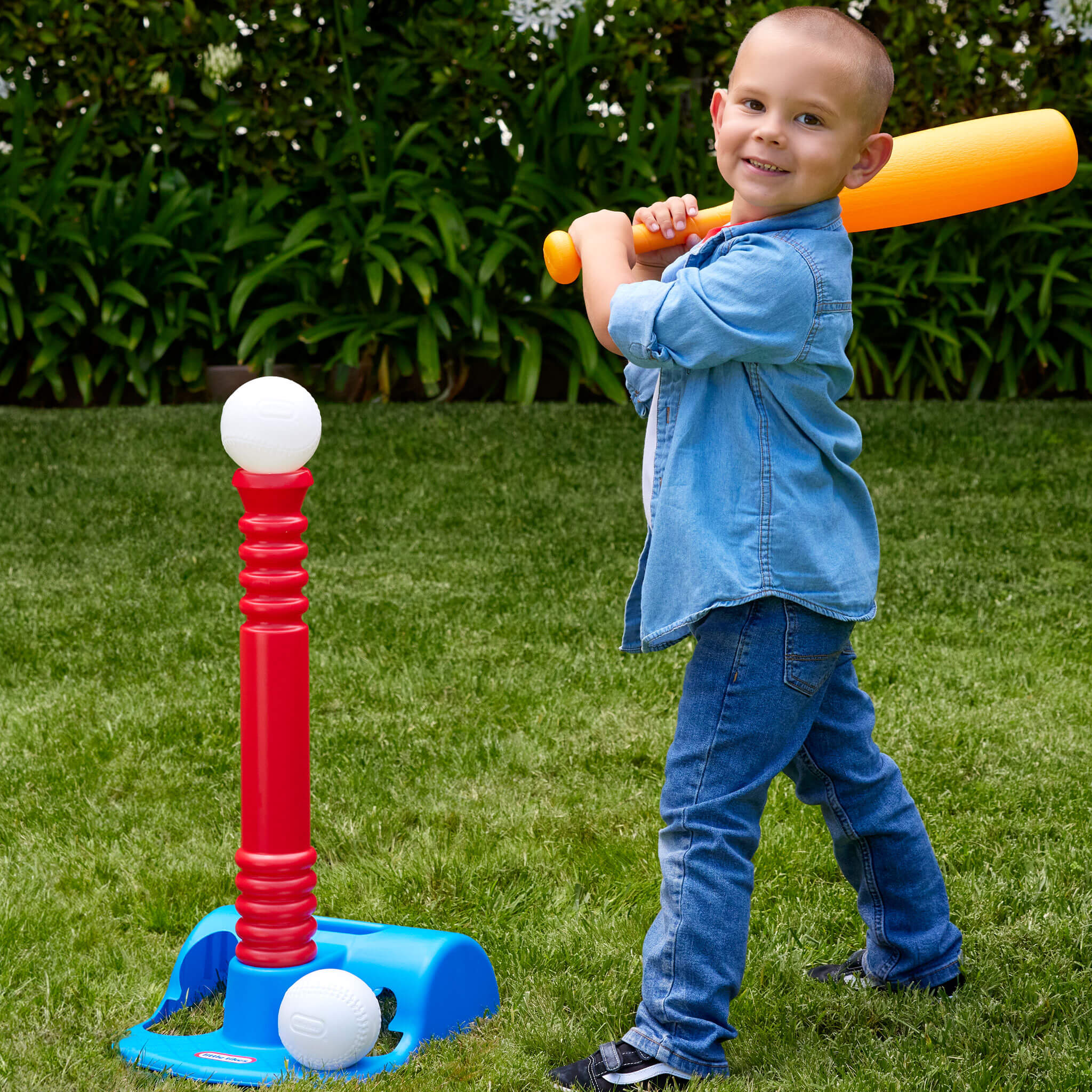 TotSports T-Ball Set - Adjustable Tee Set with Oversized Bat and Balls