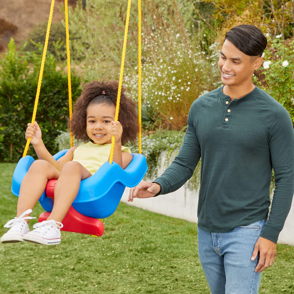 2-in-1 Snug n Secure Swing - Blue - Adjustable Swing with Rotating T-Bar and Straps
