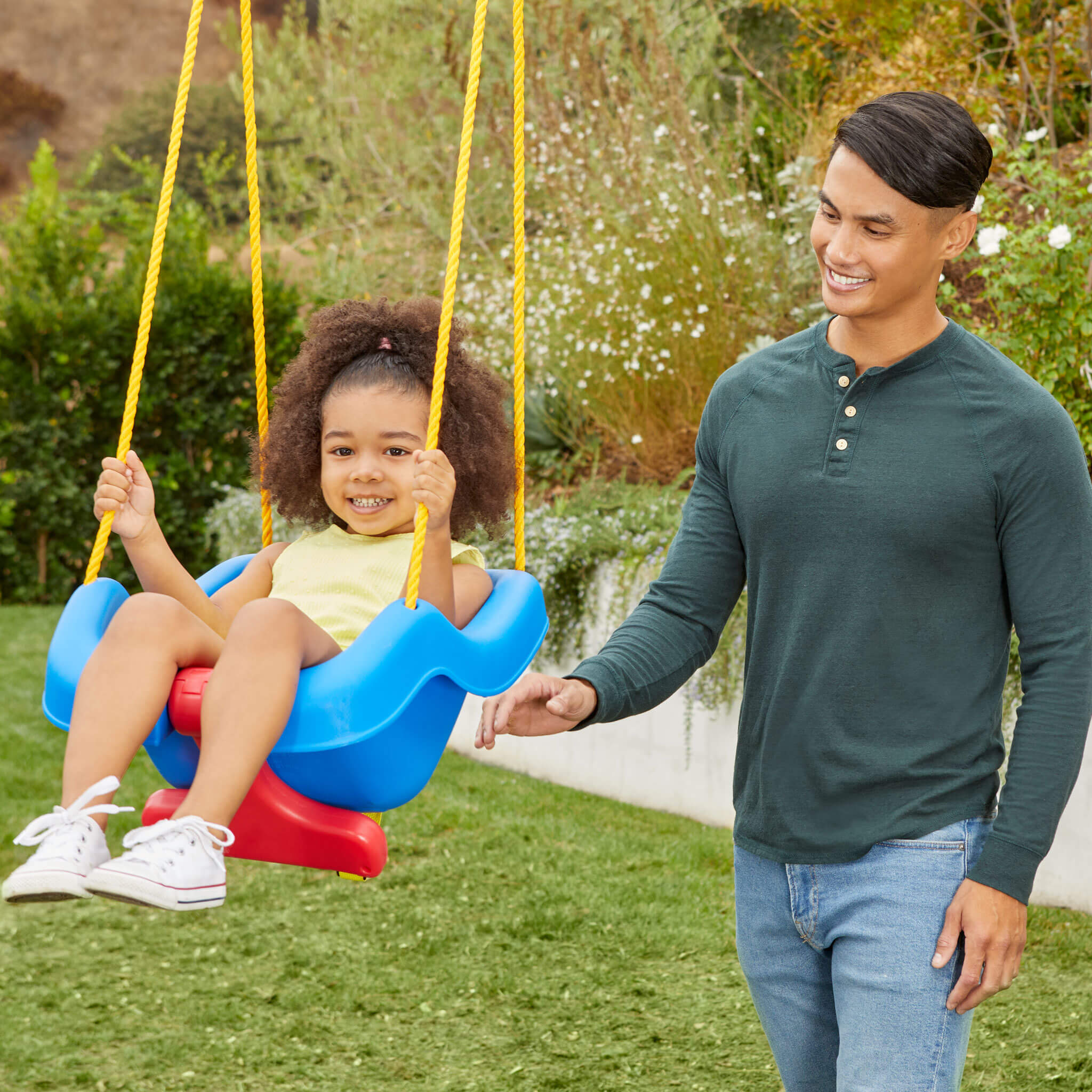 2-in-1 Snug n Secure Swing - Blue - Adjustable Swing with Rotating T-Bar and Straps